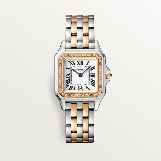 Unworn Cartier Panthère de Cartier, Stainless Steel, 18k Rose Gold and Diamonds, 29mm x 37mm, Ref# W3PN0007