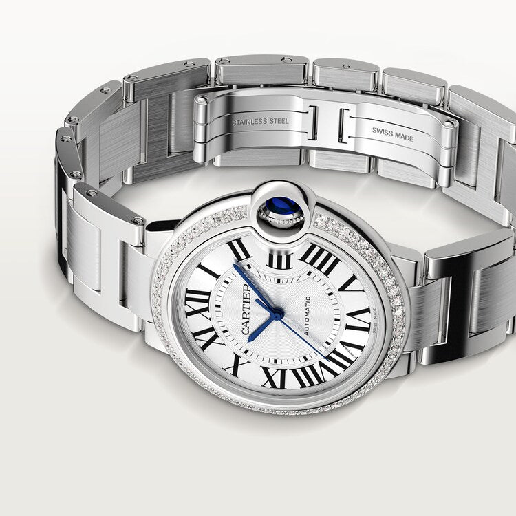 Unworn Cartier Ballon Bleu de Cartier, Stainless Steel and Diamonds, 36mm, Ref# W4BB0024, Main view