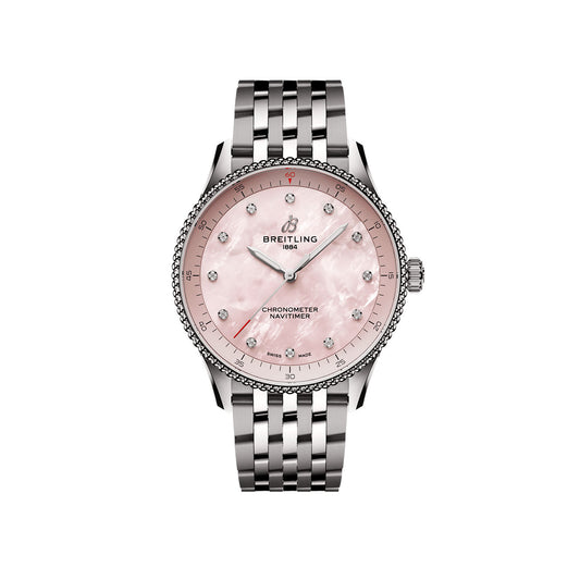 Unworn 2024, Breitling Navitimer 32, Stainless Steel and 12 Diamonds, Ref# A77320D91K1A1, box and papers