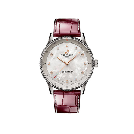 Breitling Navitimer 32, Stainless steel, Mother-of-pearl dial and 12 Diamonds, Ref# A77320E61A2P2, Unworn 2024