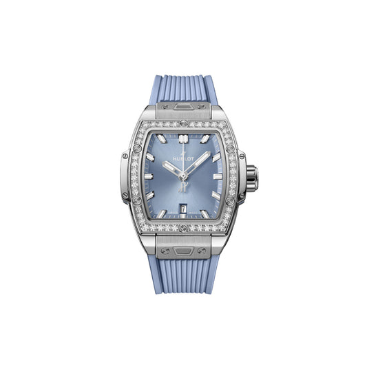Unworn, Hublot Spirit of Big Bang Steel Coal Blue Diamonds, Ref# 682.SX.717B.RX.1204, box and papers.