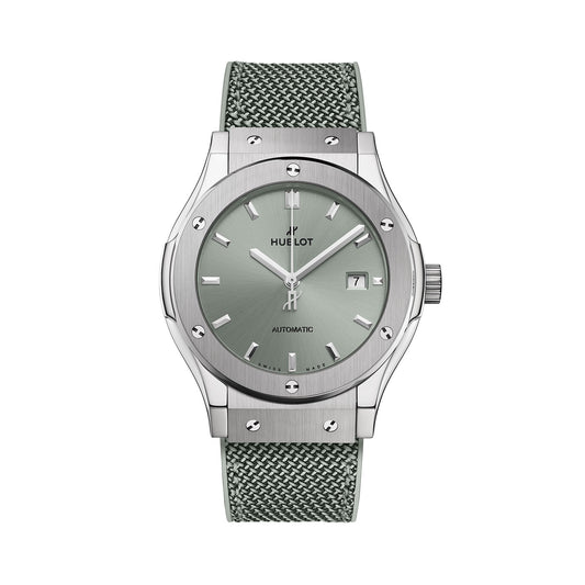 Unworn, Hublot Classic Fusion Titanium Sage Green, Ref# 542.NX.891G.NR, box and papers.