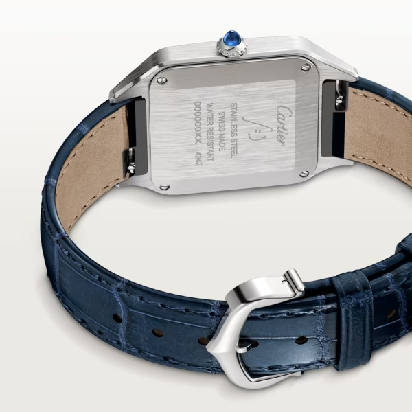 Unworn Cartier Santos-Dumont de Cartier, Stainless Steel, 38mm x 27.5mm, Ref# WSSA0023, Main view, Back
