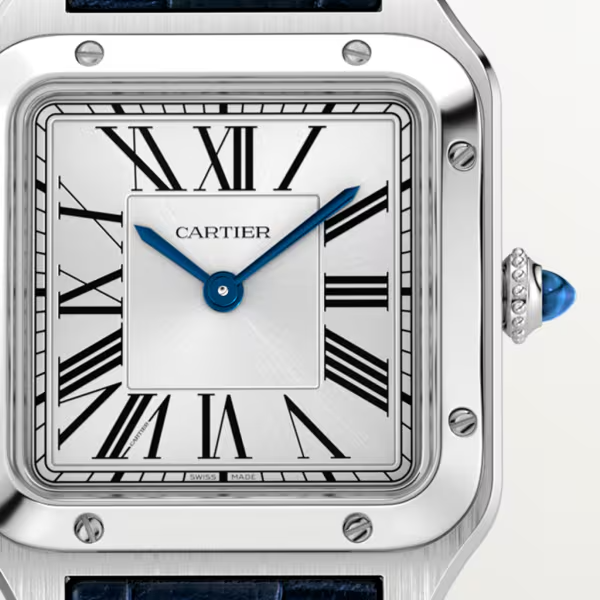 Unworn Cartier Santos-Dumont de Cartier, Stainless Steel, 38mm x 27.5mm, Ref# WSSA0023, Dial