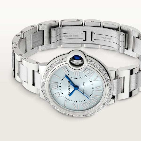 Unworn Cartier Ballon Bleu de Cartier, Stainless Steel and Diamonds, 33mm, Ref# W4BB0028, Main view 1
