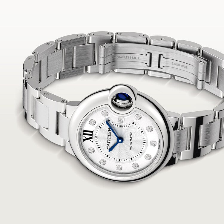 Unworn Cartier Ballon Bleu de Cartier, Stainless Steel and Diamonds, 33mm, Ref# W4BB0021, Main view