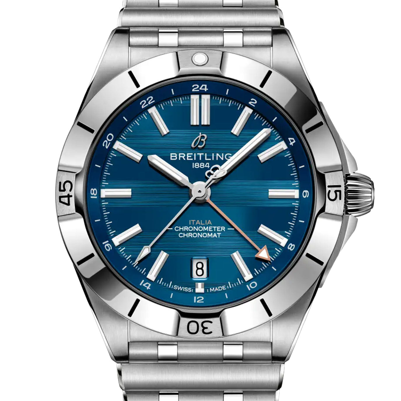 Unworn Breitling Chronomat Automatic GMT 40 Six Nations Italy, A323981C1C1A1, box and papers