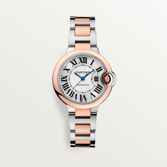 Unworn Cartier Ballon Bleu, Stainless Steel and 18k Rose Gold, 33mm, Ladies, Ref# W2BB0032