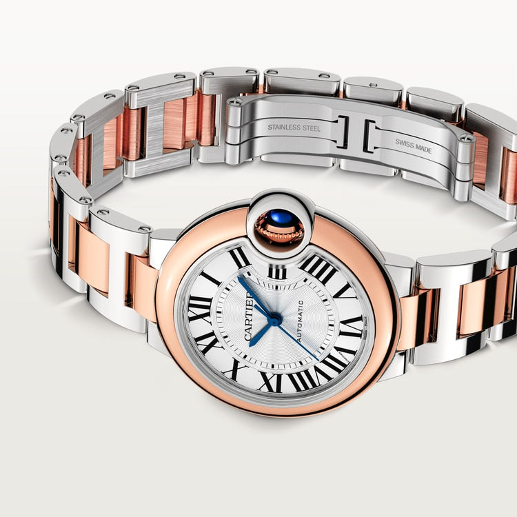 Unworn Cartier Ballon Bleu, Stainless Steel and 18k Rose Gold, 33mm, Ladies, Ref# W2BB0032, Main view 1