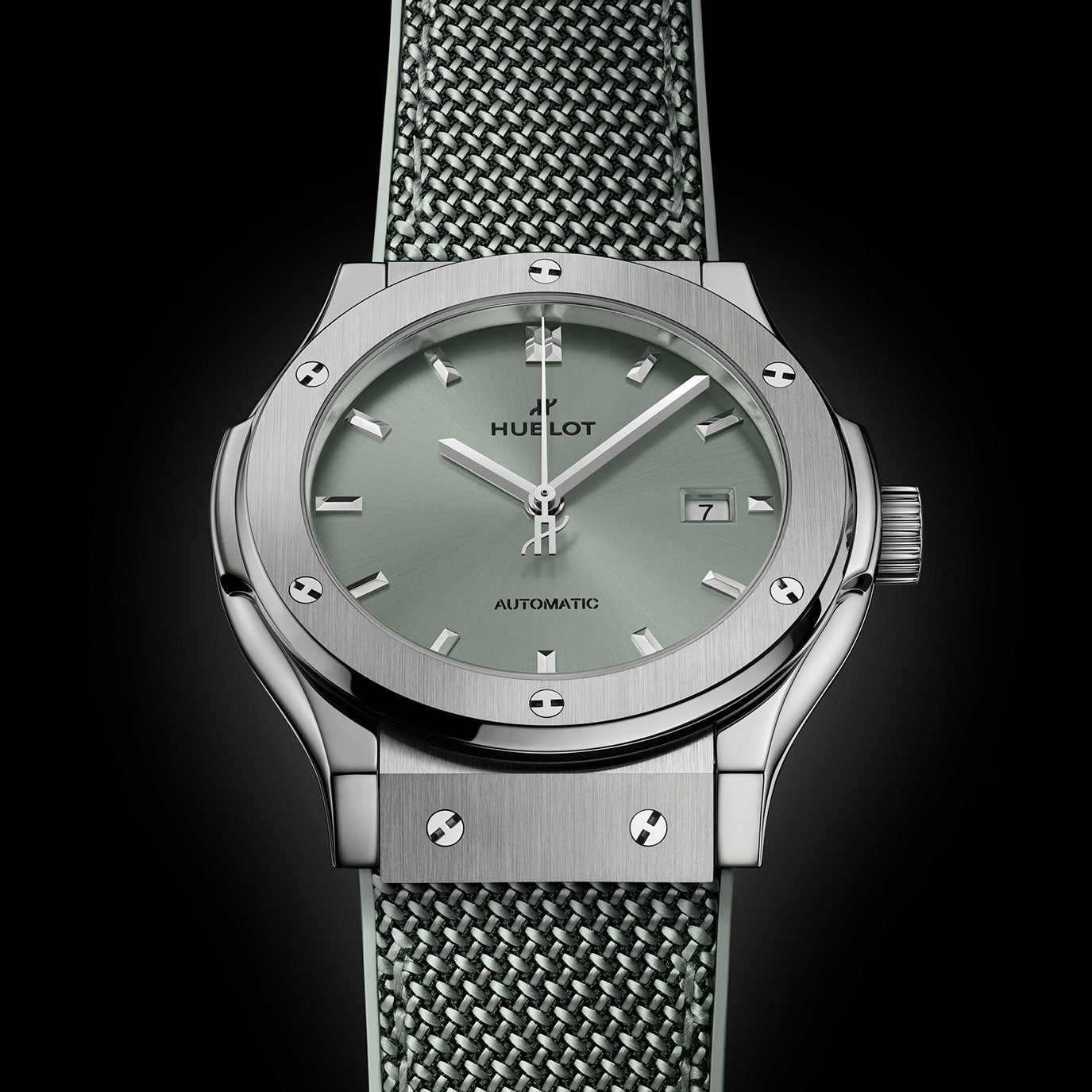 Unworn, Hublot Classic Fusion Titanium Sage Green, Ref# 542.NX.891G.NR, box and papers.