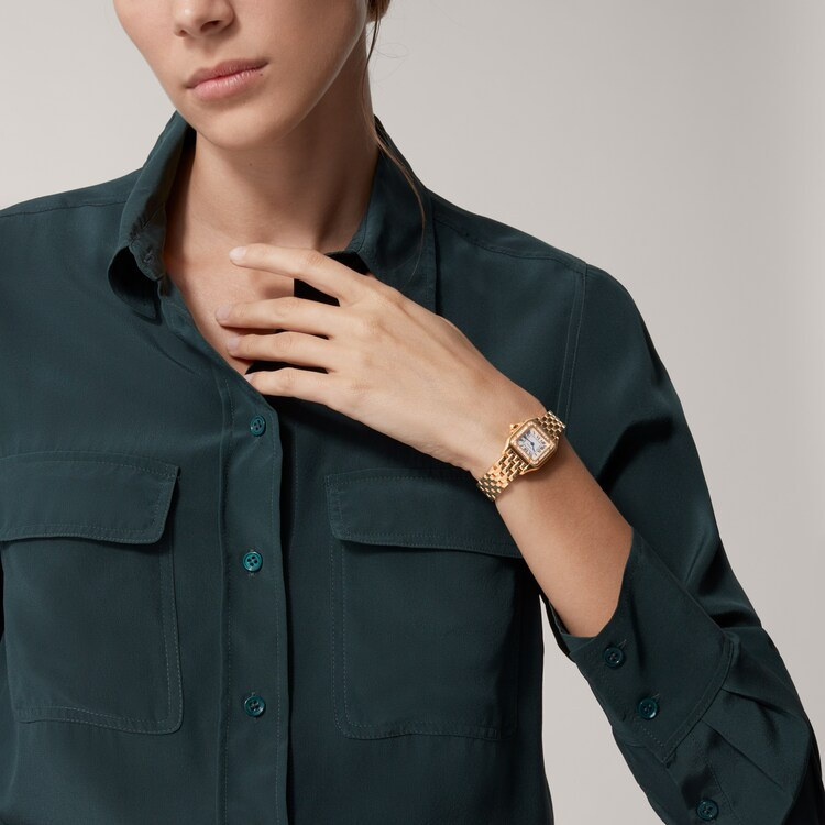 Unworn Cartier Panthère de Cartier Small, 18k Rose Gold, Diamonds, 22mm x 30mm, Ref# WJPN0049, Watch on hand