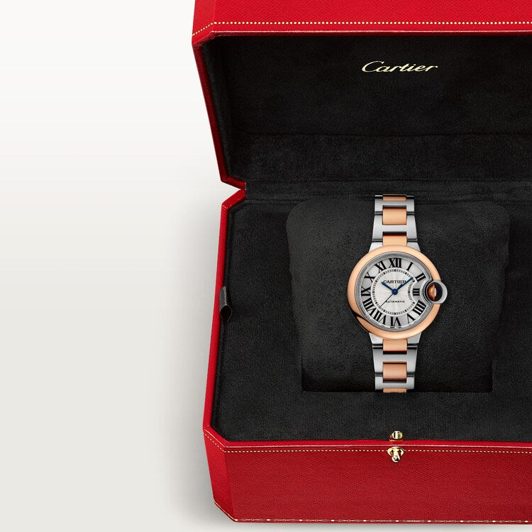 Unworn Cartier Ballon Bleu, Stainless Steel and 18k Rose Gold, 36mm, Ladies, Ref# W2BB0033, watch in box