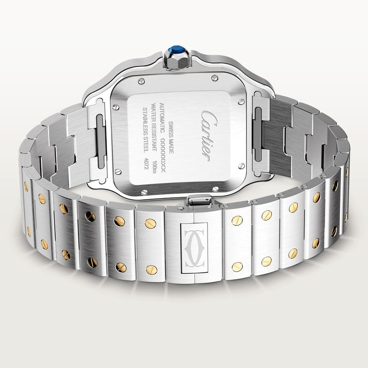 Unworn Cartier Santos de Cartier, Stainless Steel and 18k Yellow Gold, 39.8mm, Ref# W2SA0009, Back