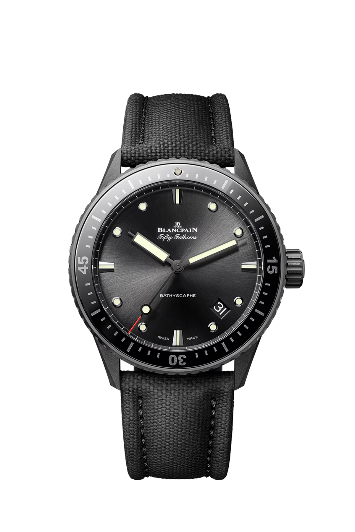 Unworn Blancpain Fifty Fathoms Bathyscaphe, Ceramic, 43mm, Ref# 5000-0130-B52A
