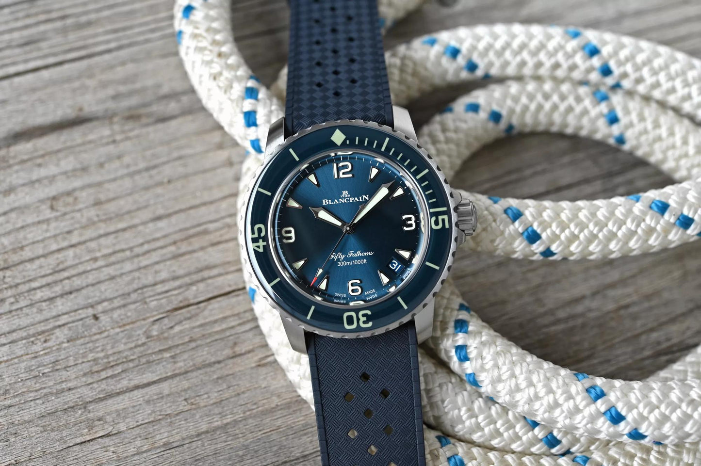 Unworn Blancpain Fifty Fathoms Automatique, Titanium, 42.3mm, Ref# 5010-12B40-O64A, Main view