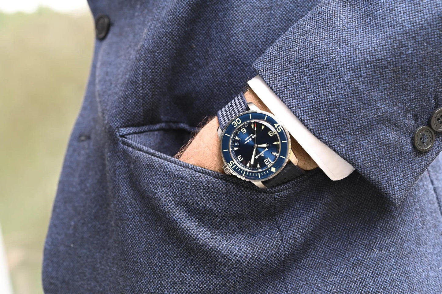 Unworn Blancpain Fifty Fathoms Automatique, Titanium, 42.3mm, Ref# 5010-12B40-O64A, Watch on hand 1