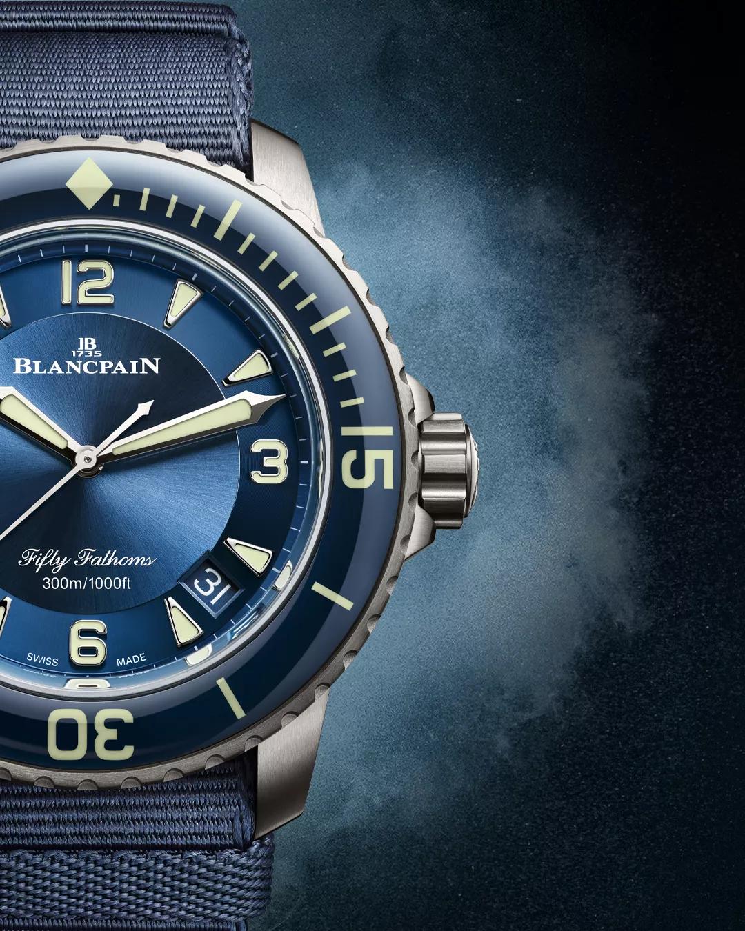 Unworn Blancpain Fifty Fathoms Automatique, Titanium, 45mm, Ref# 5015 12B40 O52A, Dial