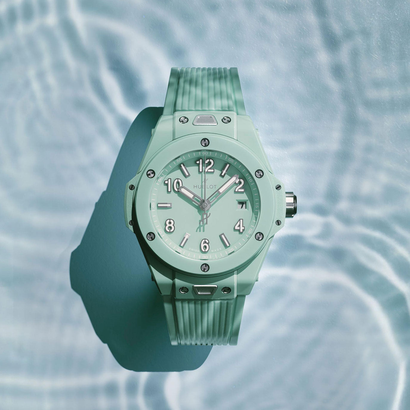 Unworn Hublot Big Bang Mint Green Ceramic, Ref# 485.GS.5271.RX, box and papers.