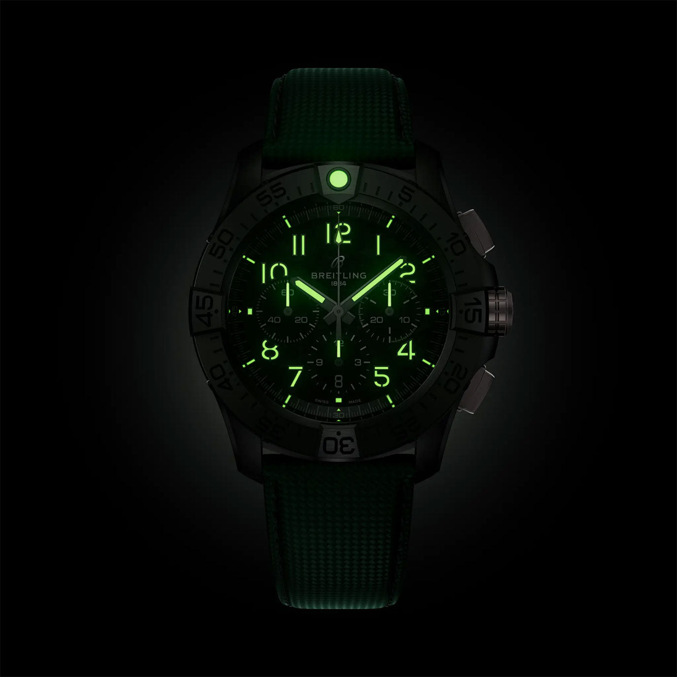 Unworn Breitling Super Avenger B01 Chronograph 46 Night Mission, SB0148101B1X1, box and papers
