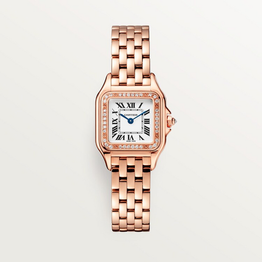 Unworn Cartier Panthère de Cartier Small, 18k Rose Gold, Diamonds, 22mm x 30mm, Ref# WJPN0049