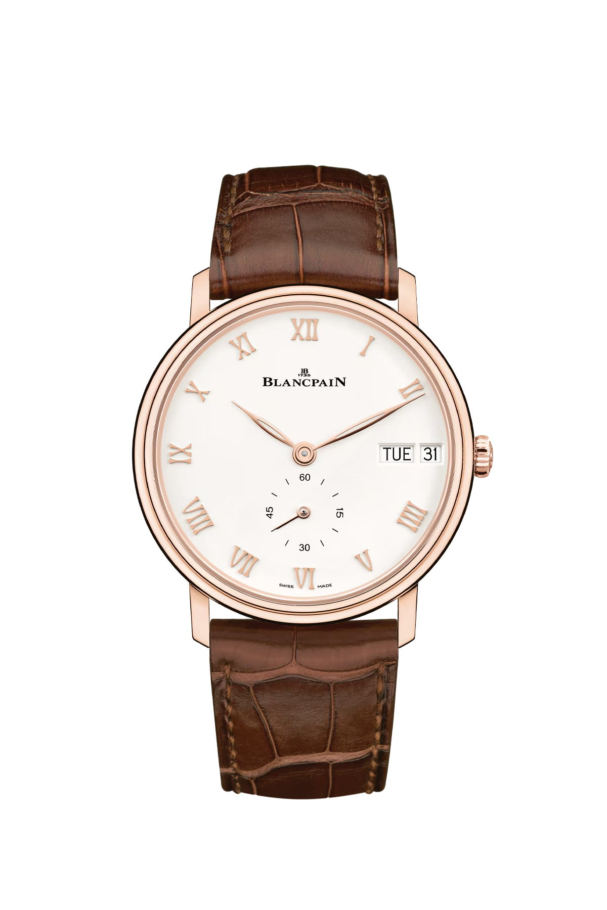 Unworn Blancpain Villeret Ultra Slim Day Date, 18k Red Gold, 40 mm, Ref# 6652-3642-55B