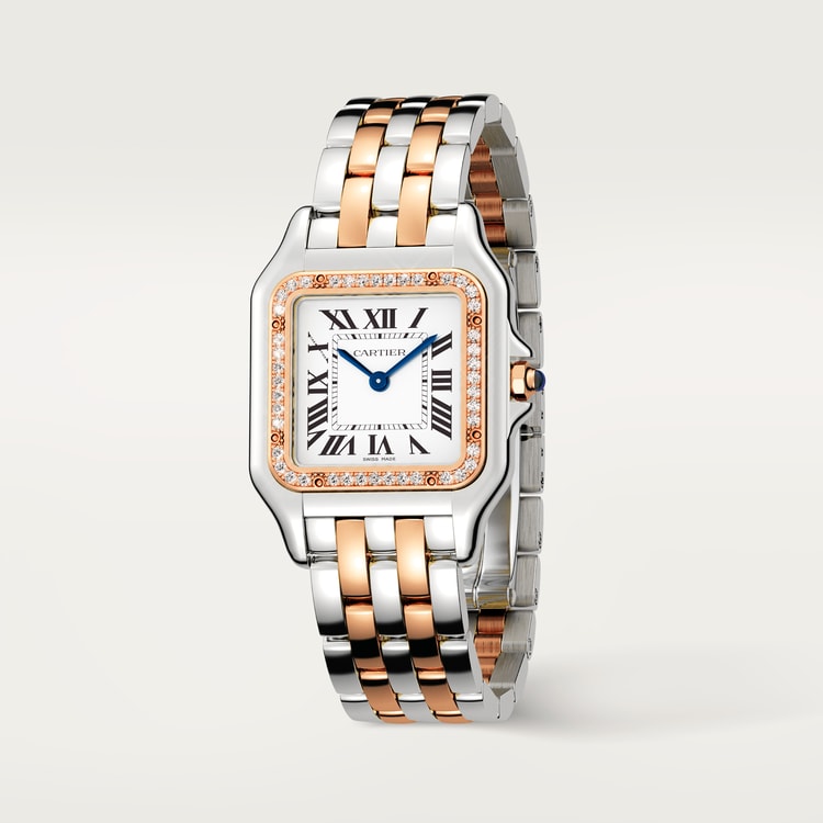 Unworn Cartier Panthère de Cartier, Stainless Steel, 18k Rose Gold and Diamonds, 29mm x 37mm, Ref# W3PN0007, main view