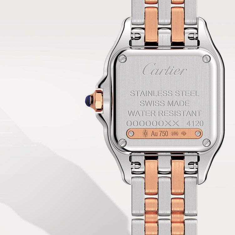 Unworn Cartier Panthère de Cartier, Stainless Steel, 18k Rose Gold and Diamonds, 22mm x 30mm, Ref# W3PN0006, back