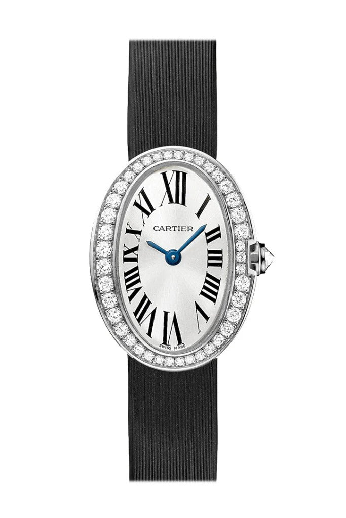 Unworn Cartier Baignoire Mini, 18k White Gold set with Diamonds, 25.30mm x 20.79mm, Ref# WB520027, 1
