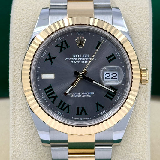 Pre-owned Rolex Datejust, 41mm, Wimbledon, 18k Yellow Gold and Stainless Steel, Oyster, Fluted, 126333-0019