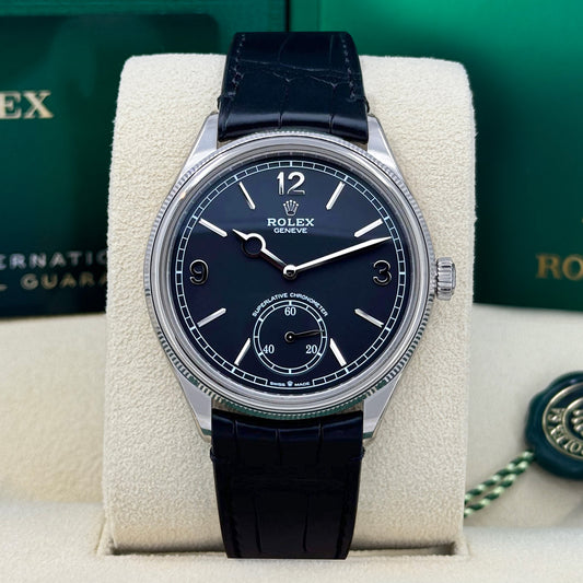 Unworn Rolex Perpetual 1908, 39mm, 18k White Gold, Ref# 52509-0002