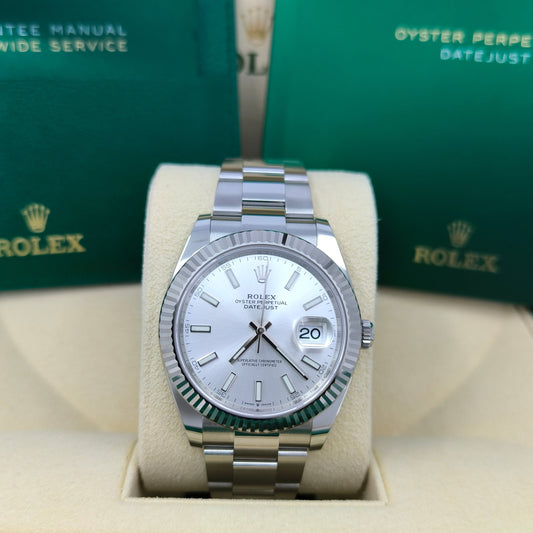 Pre-owned Rolex Datejust 41, Stainless Steel and 18k White Gold, 41mm, Ref# 126334-0003