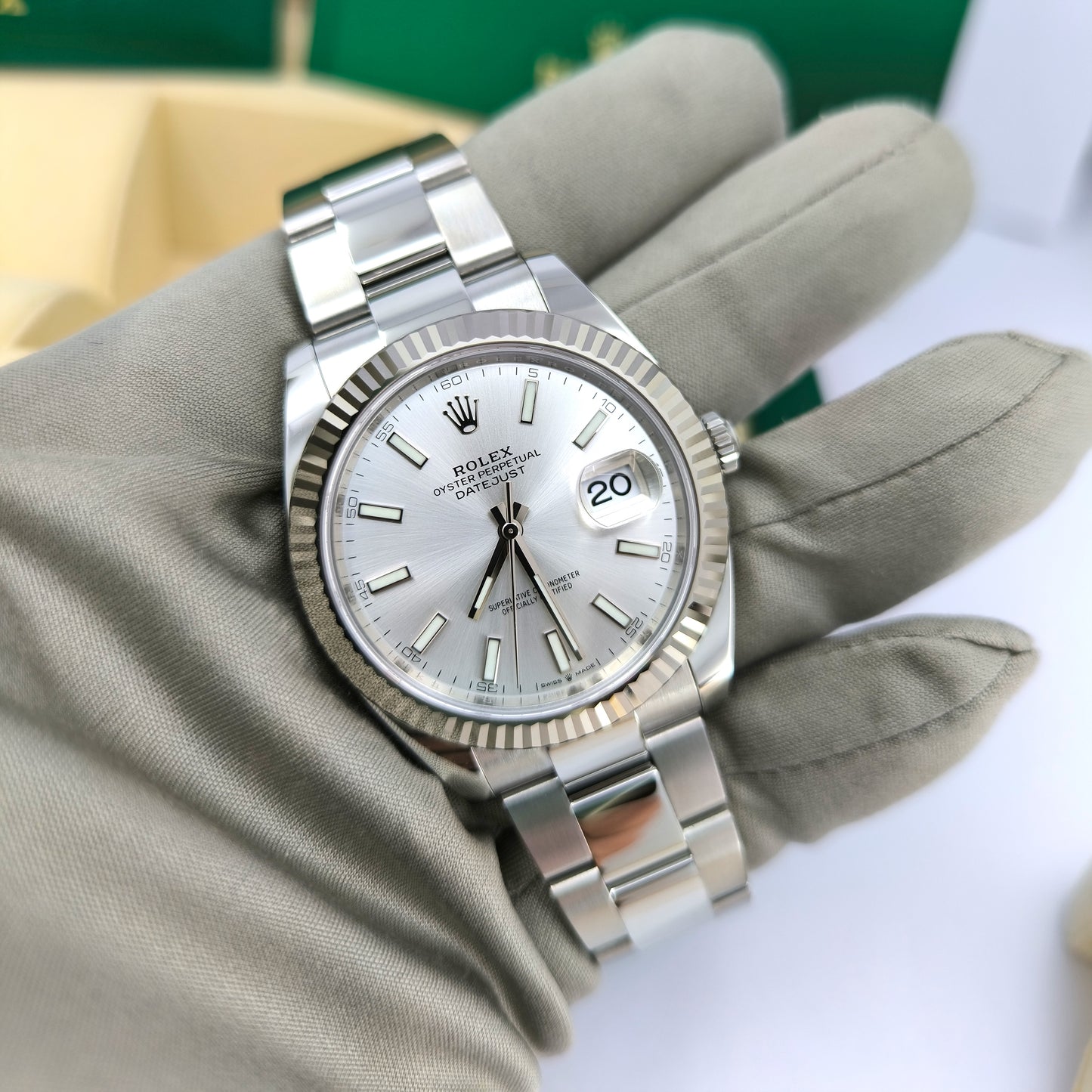 Pre-owned Rolex Datejust 41, Stainless Steel and 18k White Gold, 41mm, Ref# 126334-0003