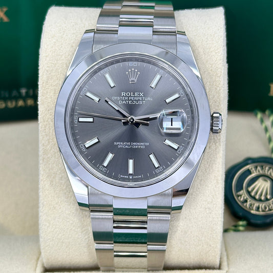 Rolex, Datejust 41, Oystersteel, 41mm, Slate/Rhodium Dial, Oyster, Ref#126300-0007