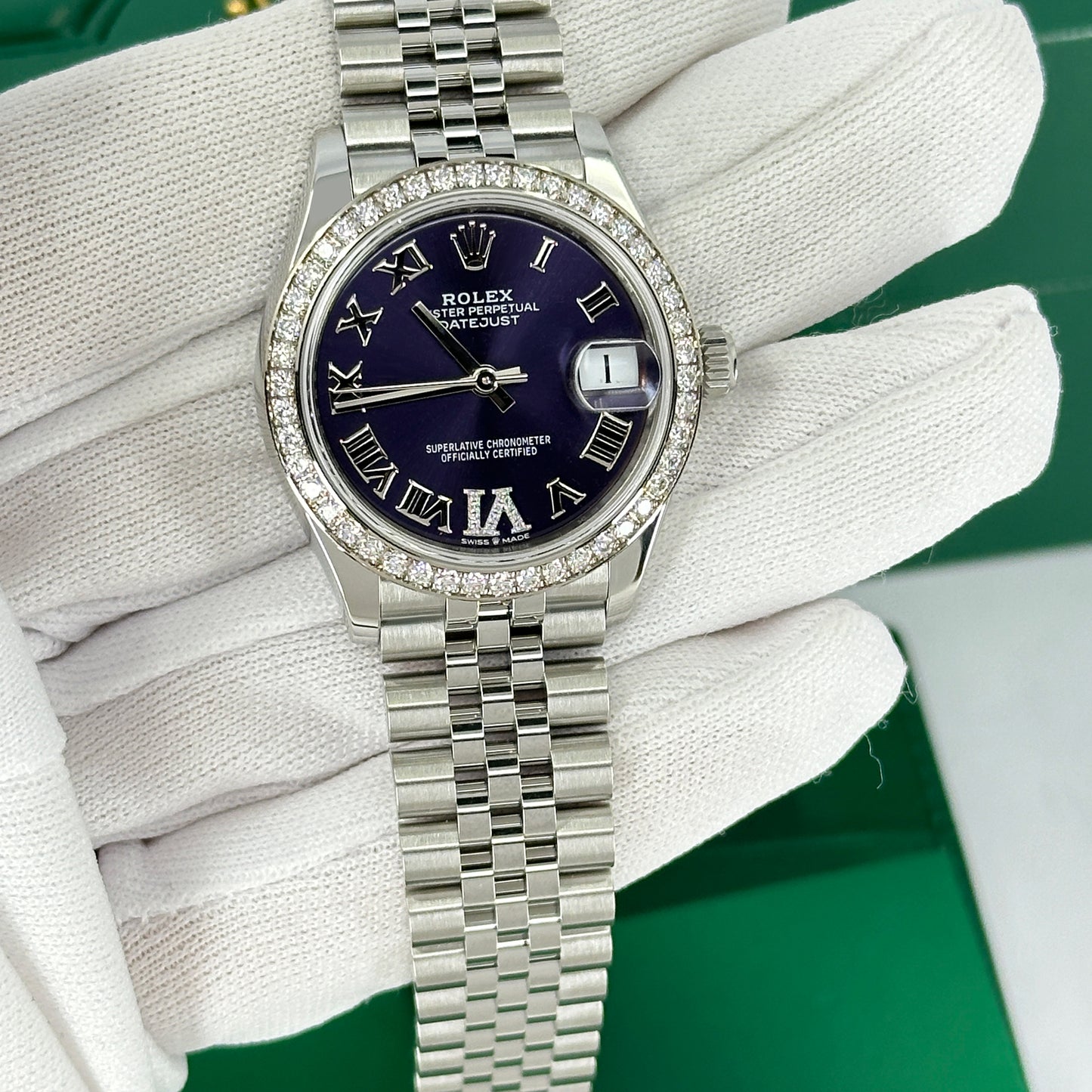 Rolex Datejust 31, Oystersteel, 18kt White Gold and diamonds, Ref# 278384RBR-0030