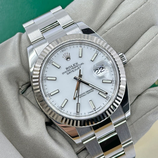 Pre-owned Rolex Datejust 41, Stainless Steel and 18k White Gold, 41mm, Ref# 126334-0009