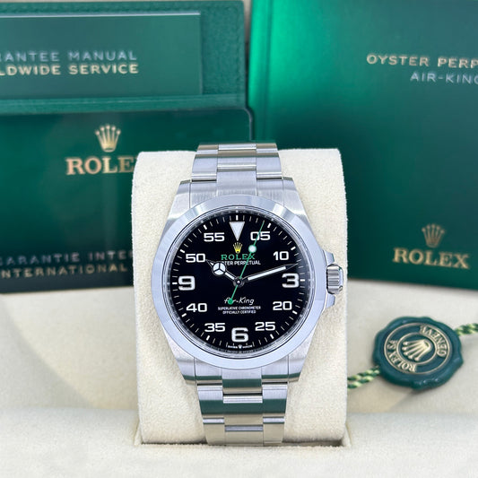 Pre-owned Rolex, Air-king, Black Arabic dial, 40mm, Oystersteel, Smooth, Oyster, Ref# 116900-0001