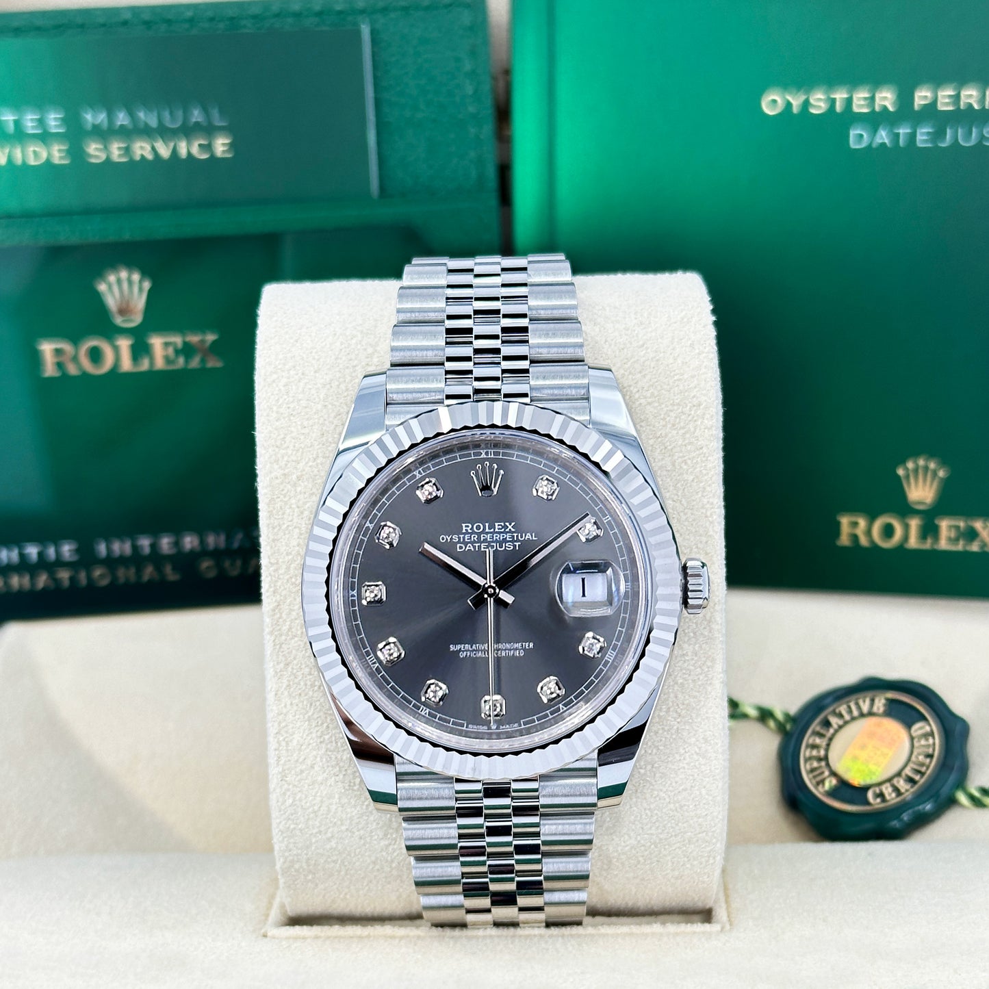 Rolex Datejust 41, Oystersteel, 18k White Gold, and Diamonds, 41mm, Ref# 126334-0006