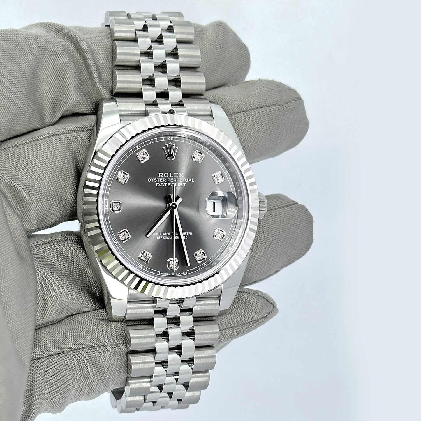 Rolex Datejust 41, Oystersteel, 18k White Gold, and Diamonds, 41mm, Ref# 126334-0006