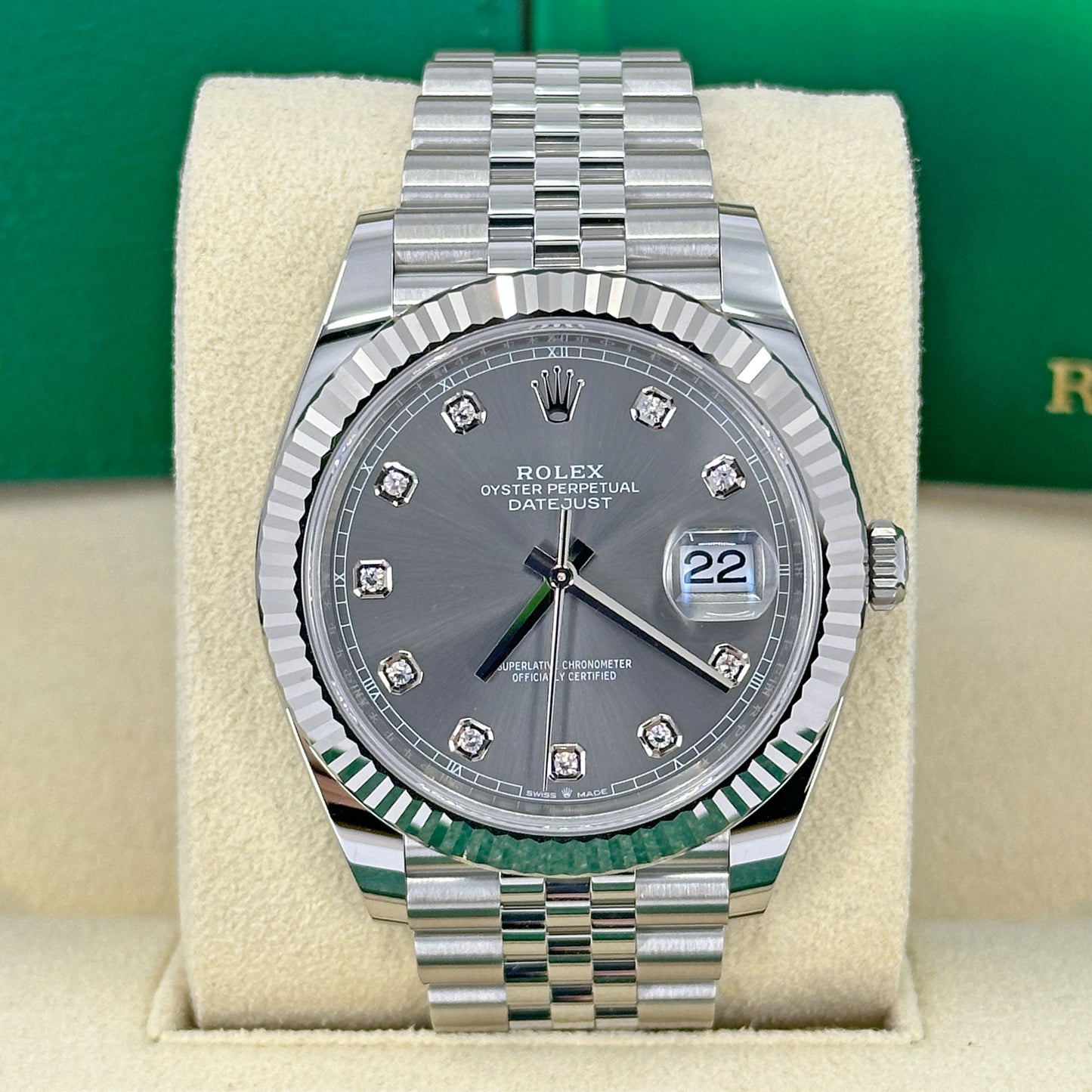Pre-Owned Rolex Datejust 41, Slate diamond Dial, 41mm, Ref# 126334-0006 (2022/2023)