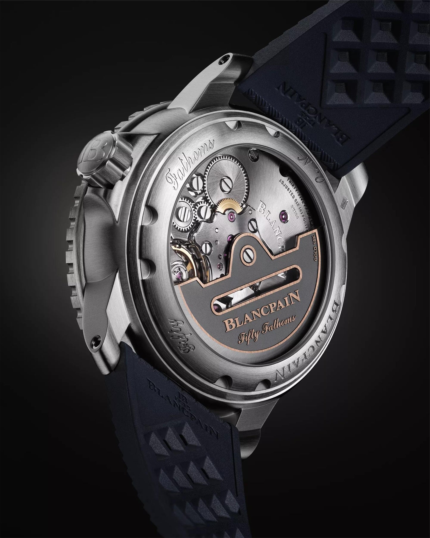 Unworn Blancpain Fifty Fathoms Automatique, Titanium, 42.3mm, Ref# 5010-12B40-O64A, Main view, Back