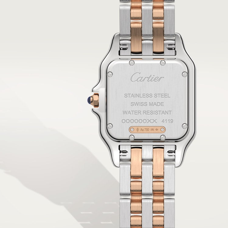 Unworn Cartier Panthère de Cartier, Stainless Steel, 18k Rose Gold and Diamonds, 29mm x 37mm, Ref# W3PN0007, back