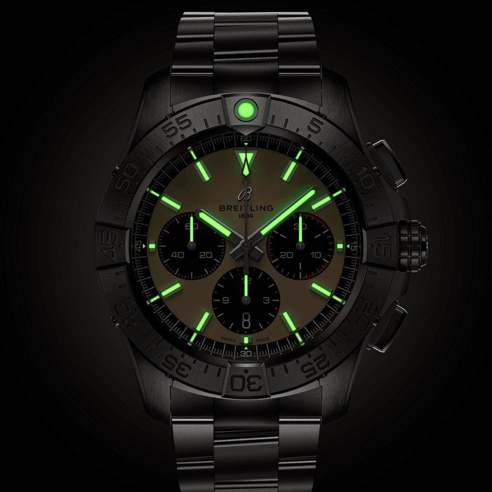 Unworn Breitling Avenger B01 Chronograph 44 Ref# AB0147101A1A1, box and papers
