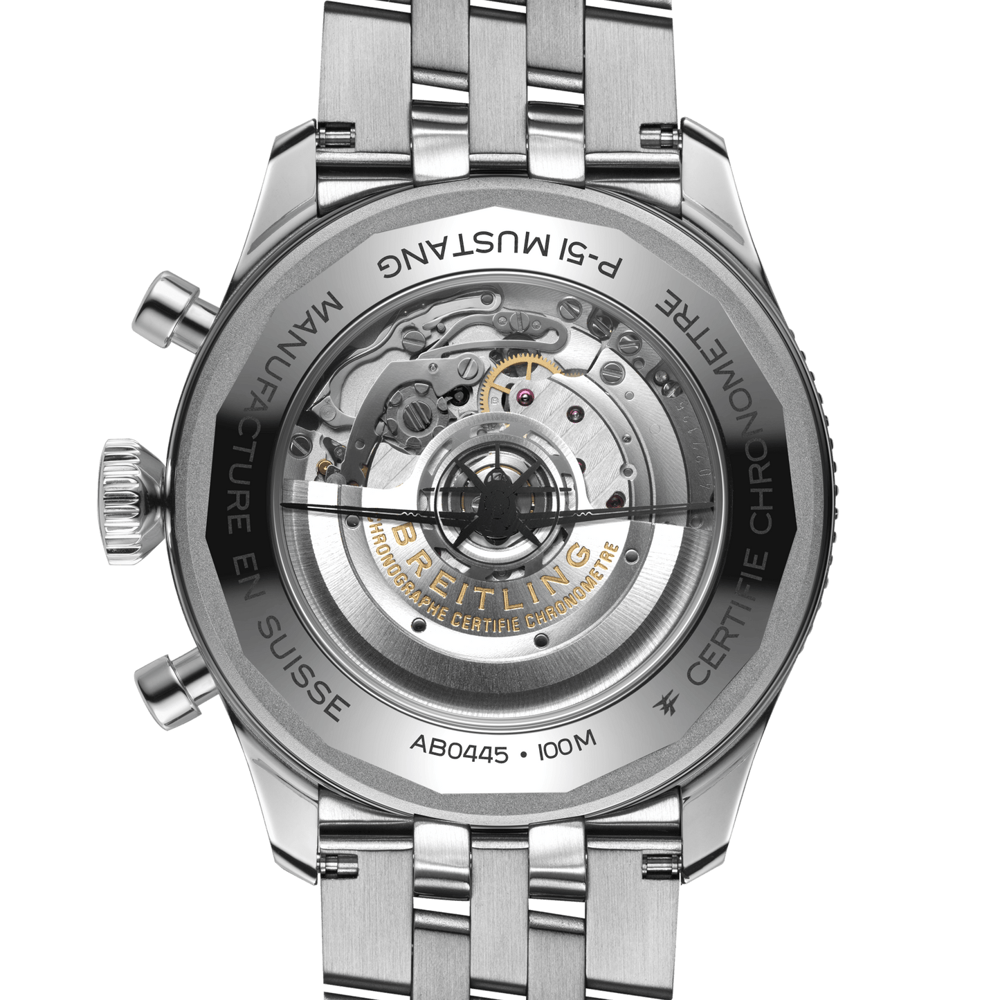Breitling Classic AVI B04 Chronograph 46 P-51 Mustang, Stainless Steel, Ref# AB04453A1B1A1, Unworn 2024, Back