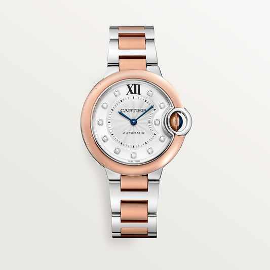 Unworn Cartier Ballon Bleu de Cartier, Stainless Steel and 18k Rose Gold, 33mm, Ref# W3BB0021