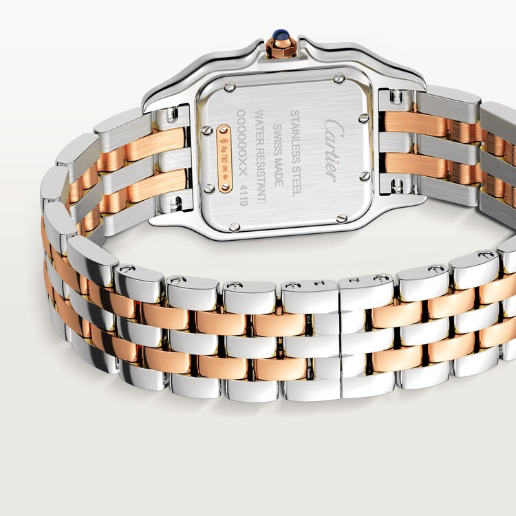 Unworn Cartier Panthère de Cartier, Stainless Steel, 18k Rose Gold and Diamonds, 29mm x 37mm, Ref# W3PN0007, Main view back