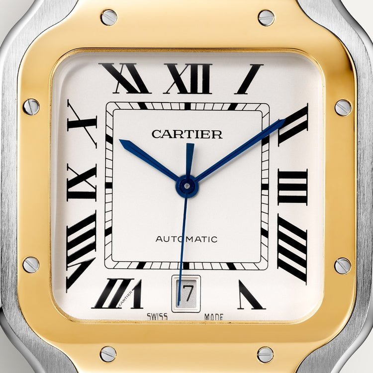 Unworn Cartier Santos de Cartier, Stainless Steel and 18k Yellow Gold, 39.8mm, Ref# W2SA0009, Dial