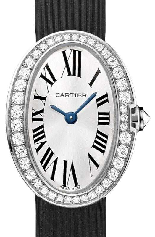 Unworn Cartier Baignoire Mini, 18k White Gold set with Diamonds, 25.30mm x 20.79mm, Ref# WB520027, Dial