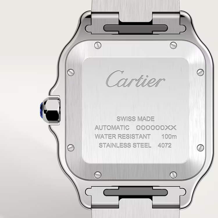 Unworn Cartier Santos de Cartier, Stainless Steel, 39.8mm, Ref# WSSA0037, Back