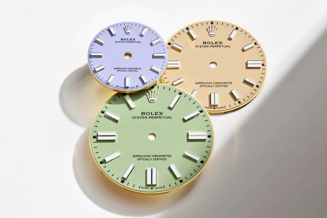 Unworn 2025, Rolex Oyster Perpetual, Oystersteel 41mm, Beige dial, Domed Oyster, Ref# 134300-0007, box and papers, Dials