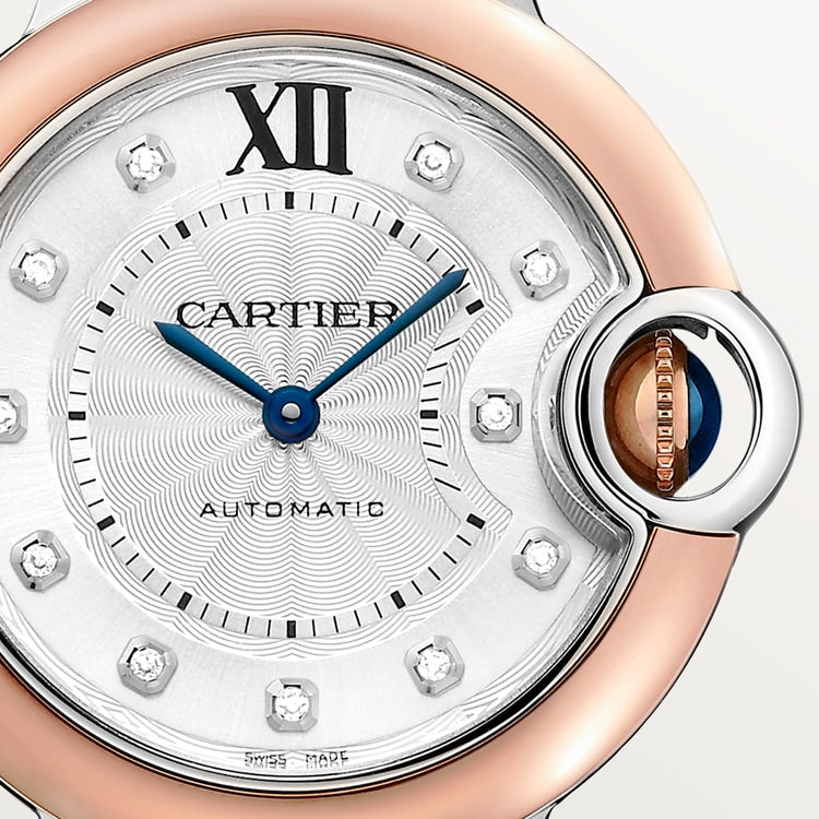 Unworn Cartier Ballon Bleu de Cartier, Stainless Steel and 18k Rose Gold, 33mm, Ref# W3BB0021, Dial